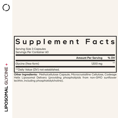 Codeage Liposomal Glycine+ Supplement - Free-Form Glycine 1,500 mg with Liposomal Delivery - 2-Month Supply - Amino Acid Capsules - Protein Support - Glycine Vitamins - 180 Capsules CodeageBuy Supplements Australia