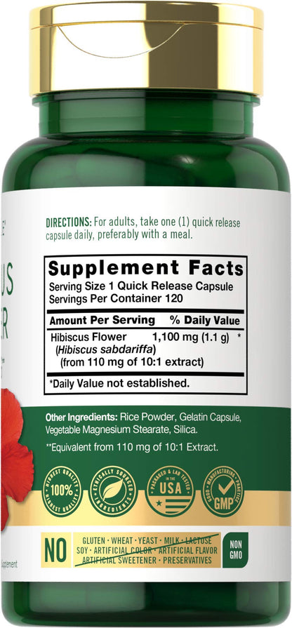 Hibiscus Flower Extract 1100 mg | 120 Capsules | Non-GMO, Gluten Free Supplement CarlyleBuy Supplements Australia