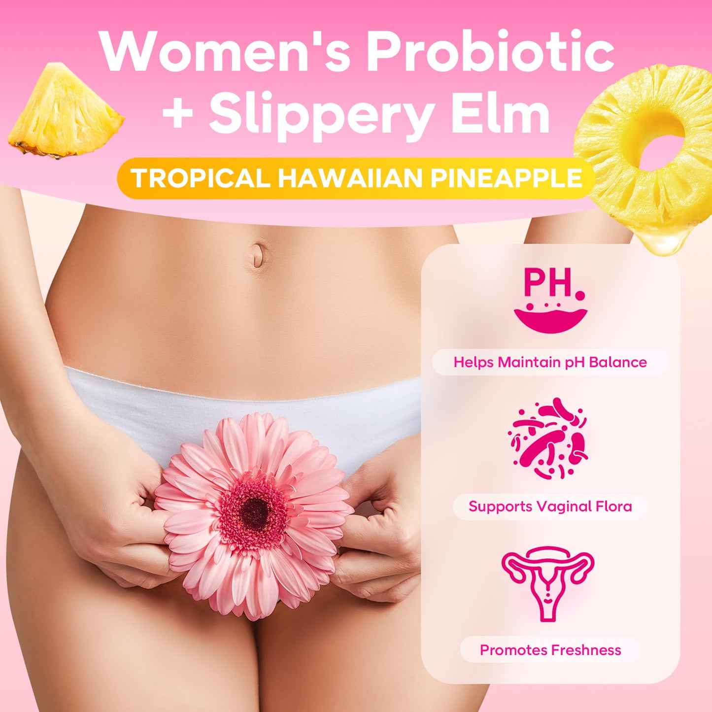 GrnLife Women's Probiotic Slippery Elm Gummies, Her Juicy Feminine Probiotics Gummies for pH Balance & Immune Supports, Pineapple Flavor, 60 Count GrnLifeBuy Supplements Australia