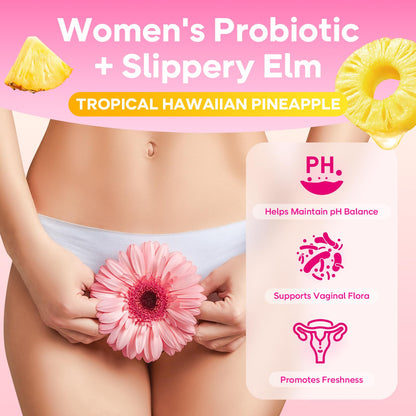 GrnLife Women's Probiotic Slippery Elm Gummies, Her Juicy Feminine Probiotics Gummies for pH Balance & Immune Supports, Pineapple Flavor, 60 Count GrnLifeBuy Supplements Australia
