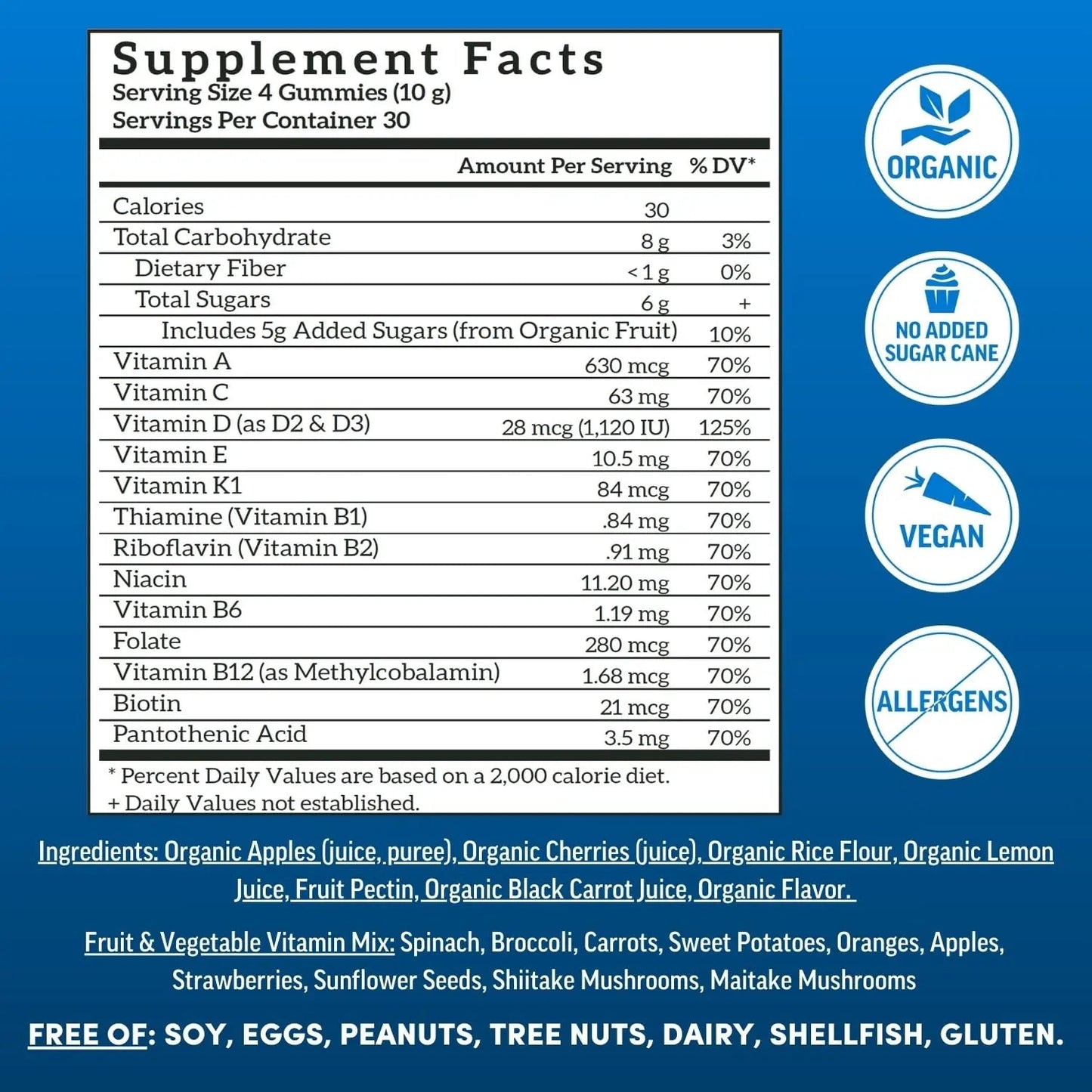 Llama Naturals Multivitamin for Men, Vegan, Organic Gummies with Vitamin D, C and K, Men's Real Fruit Gummy Vitamins Llama Naturals