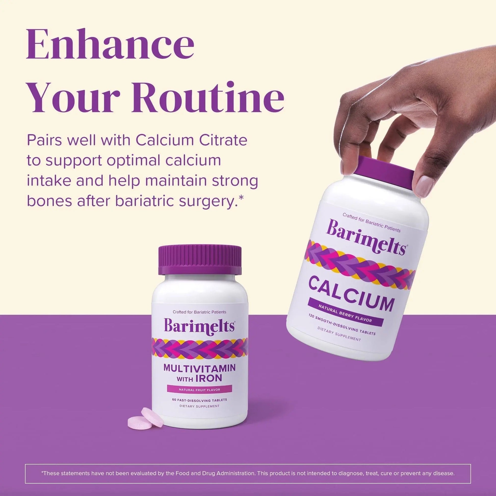 BariMelts Bariatric Multivitamin with Iron, 60 Fast-Dissolving Tablets (1-Month Supply), Sugar-Free Bariatric Vitamins for Women, Natural Fruit Flavor BariMelts