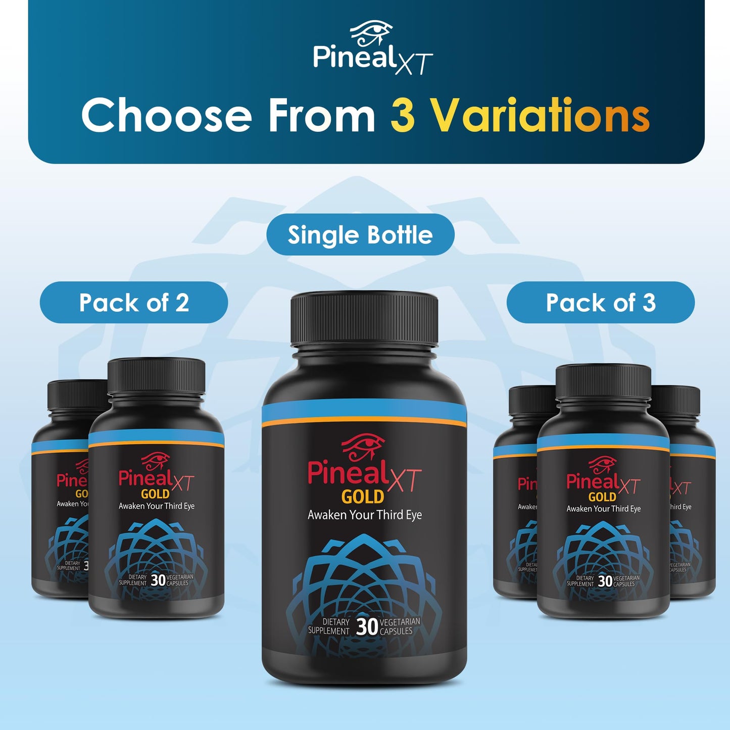 Nutraville Pineal XT Gold - Pineal Gland Supplement - Third Eye Awakening - Focus and Memory Supplement for Brain - 7 Powerful Ingredients Decalcify, Detox, and Activate Your Pineal Gland, 2 Pack NutravilleBuy Supplements Australia