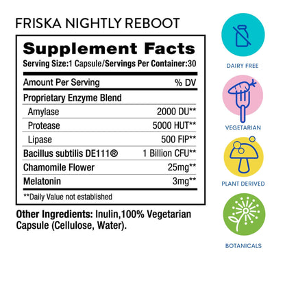 FRISKA Nightly Reboot Enzyme and Probiotics Supplement, Promotes Better Digestion FR!SKABuy Supplements Australia