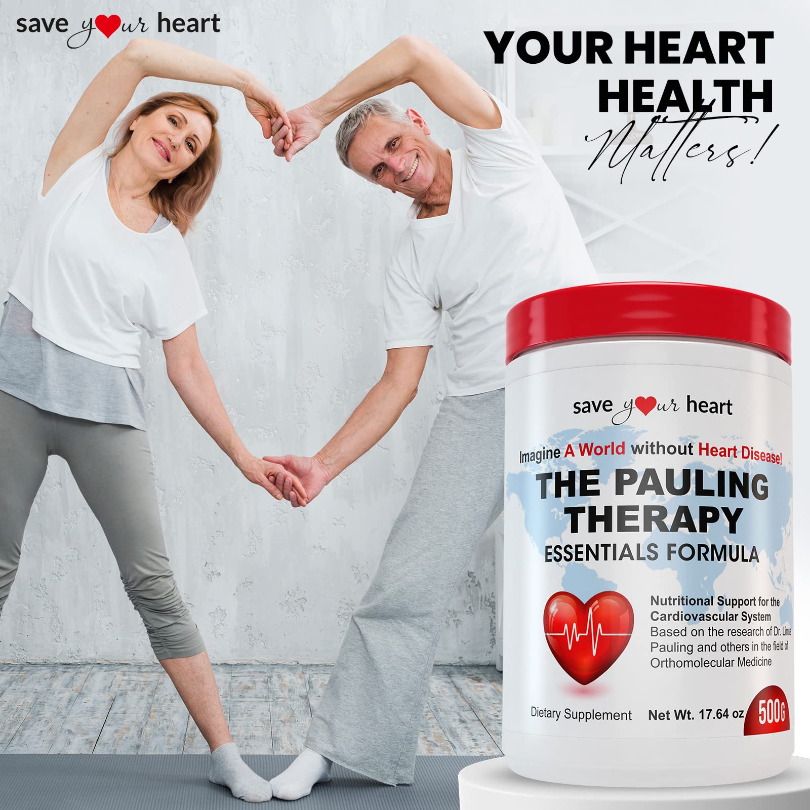 SAVE YOUR HEART Cardio Heart Health Powder Supplement - The Pauling Therapy Essentials Formula (PTEF) Healthy Vitamin C, B-12, L-Lysine, L-Arginine, Magnesium, Zinc + Vitamins, Minerals & Antioxidants SAVE YOUR HEARTBuy Supplements Australia