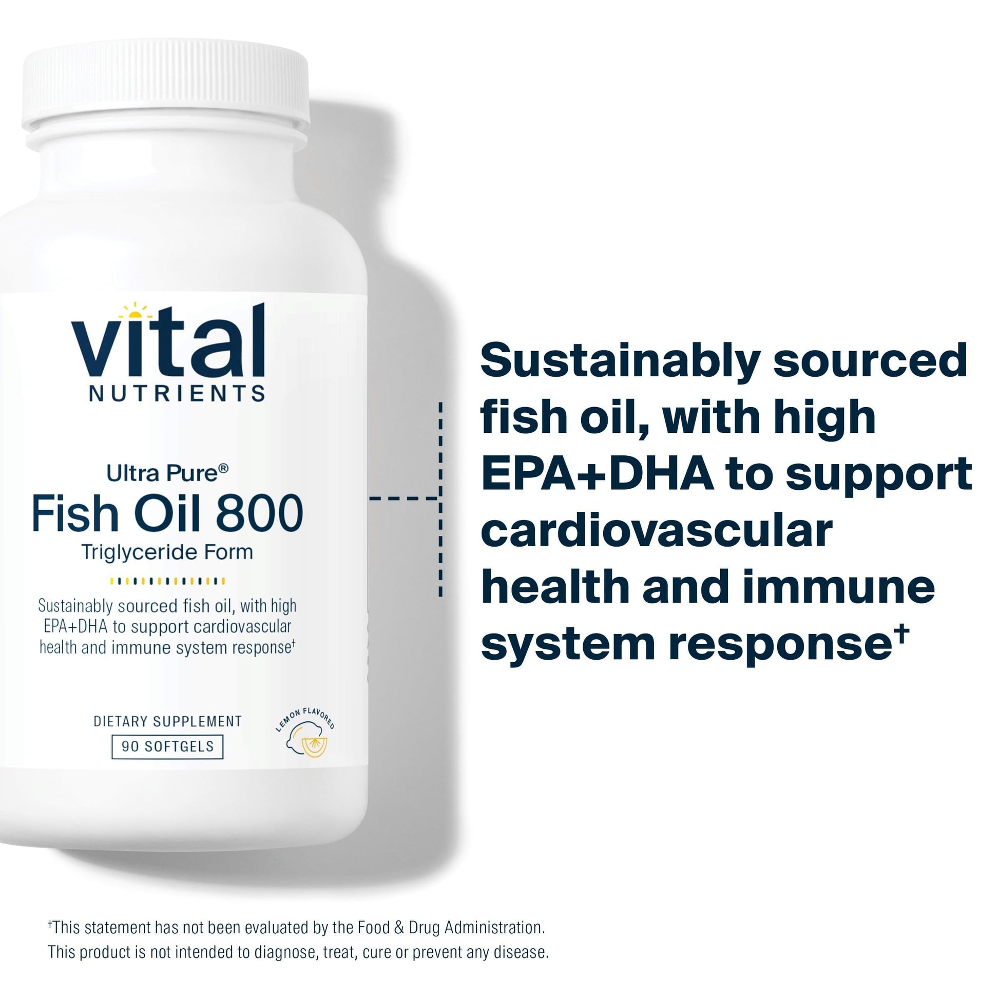 Vital Nutrients Ultra Pure® Fish Oil 800 Triglyceride Form - Heart, Brain, & Immune Health* - Sustainably Sourced High EPA & DHA Omega-3 Fatty Acid - Lemon Flavor - Gluten, Dairy, Soy Free - 90 Count Vital NutrientsBuy Supplements Australia