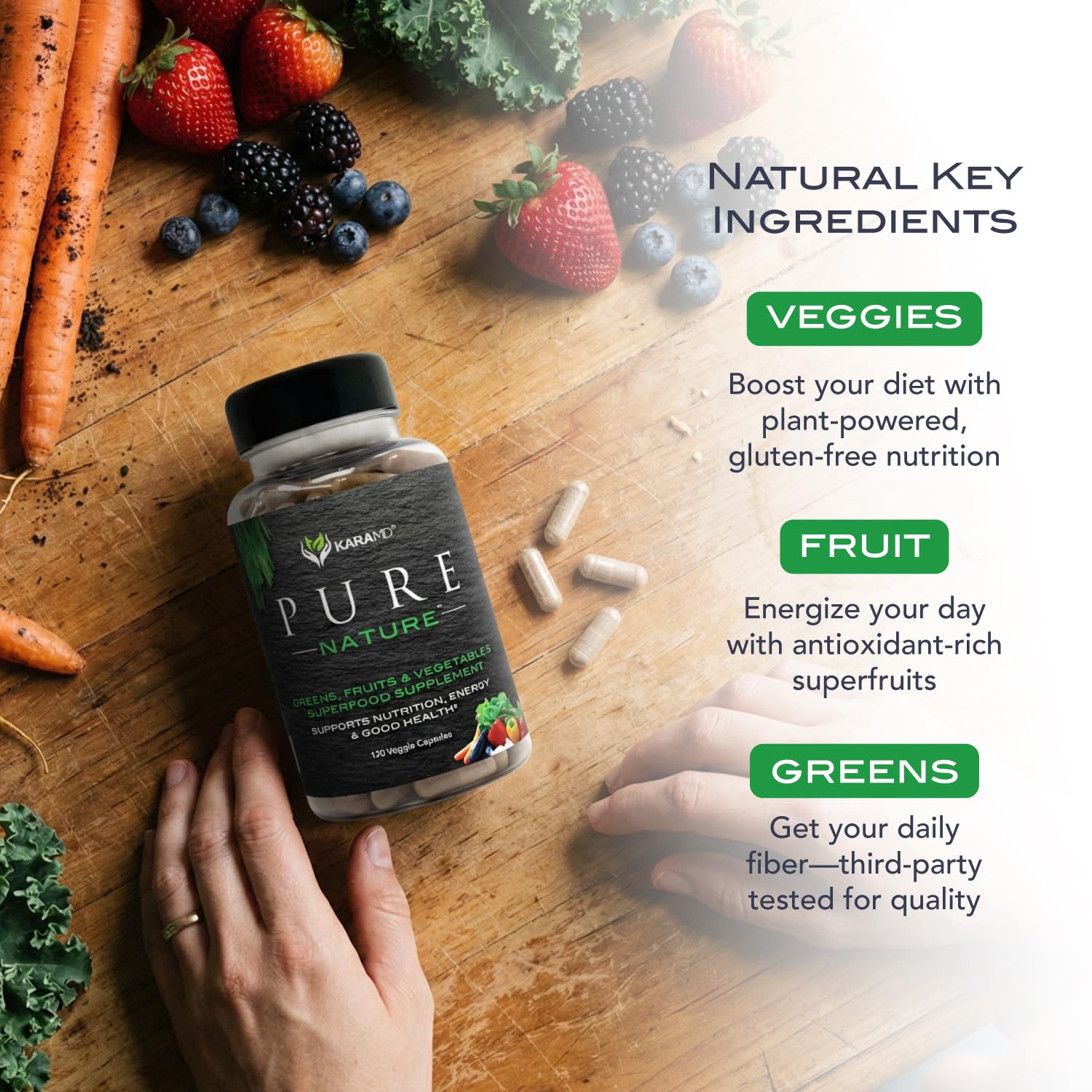 KaraMD Pure Nature | Greens, Fruit and Veggies Supplement | Vitamins, Fiber & Antioxidants | 20 Fruits and Vegetables Supplements for Energy & Digestion | Gluten Free & Vegan Friendly (30 Servings) KaraMDBuy Supplements Australia