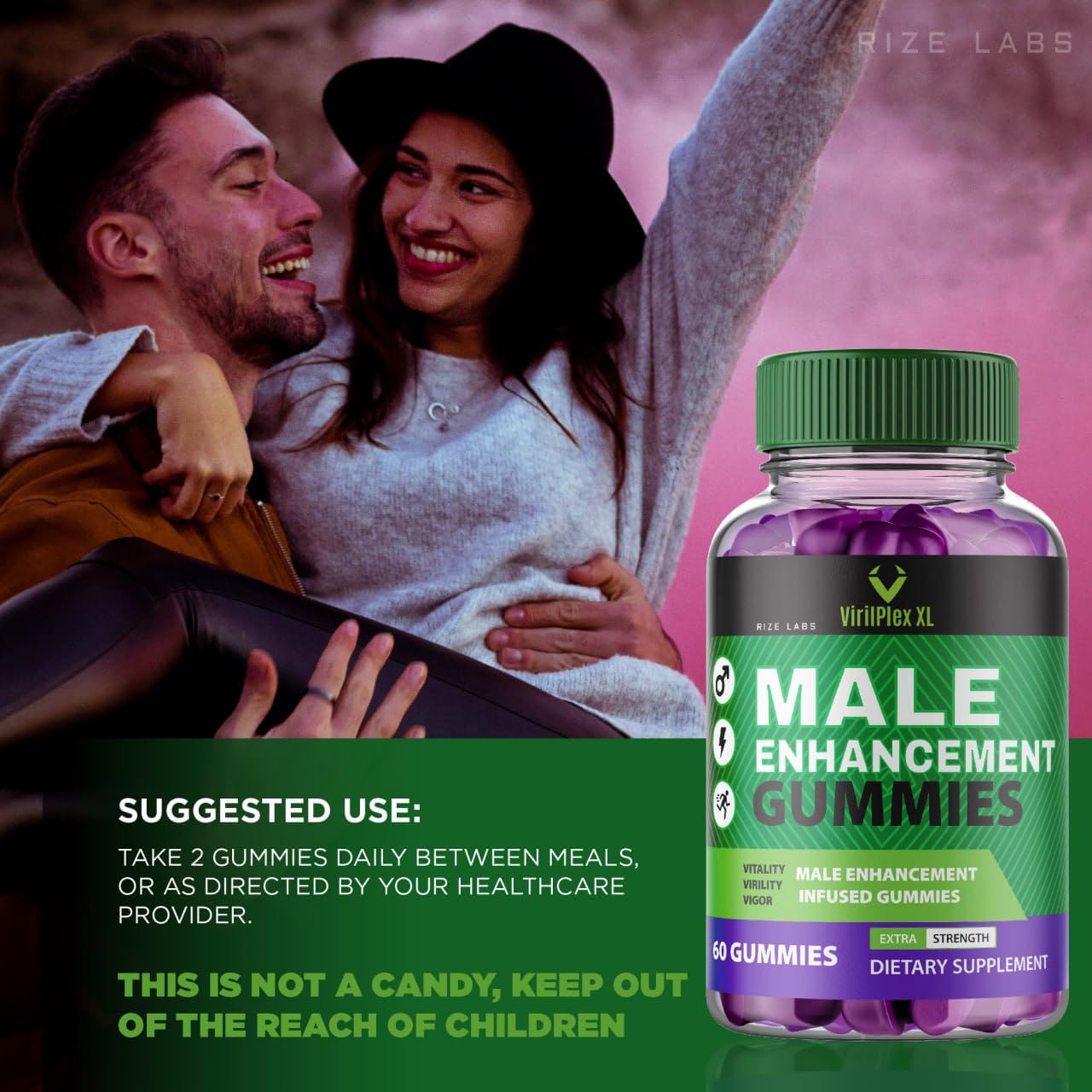 rize labs VirilPlex XL Male Performance Gummies, Premium Formula for Health and Well-Being for Men, Gummys to Deliver Maximum Performance Benefits - Pack of 3(180 Gummies) rize labsBuy Supplements Australia