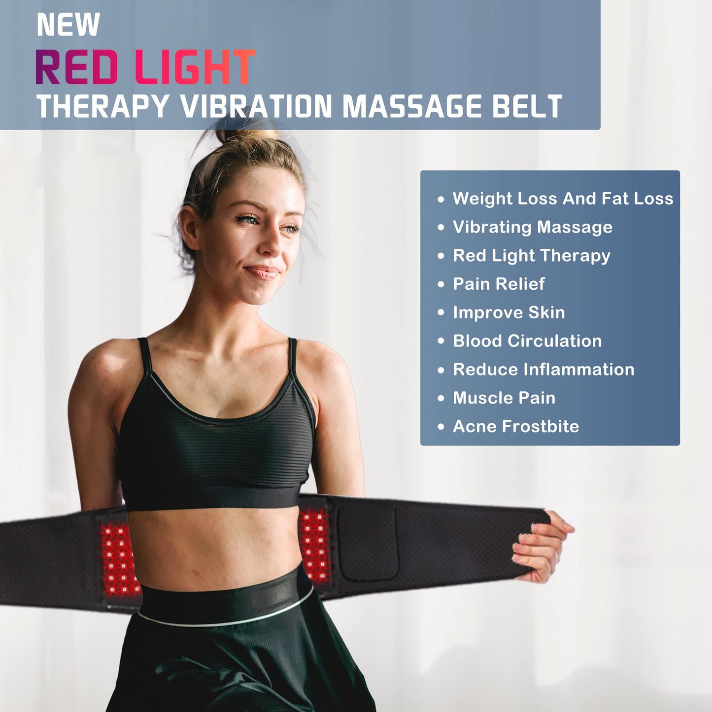 Infrared Red Light Therapy Belt:LED Lamp Vibration Near Body Pain Relief Device Wrap Red FellibayBuy Supplements Australia