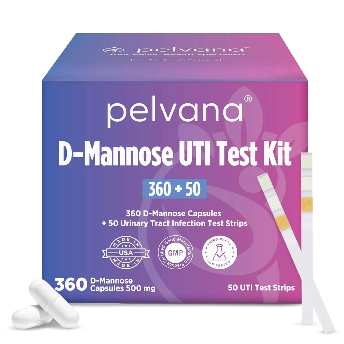 Pelvana D-Mannose UTI Kit for Women – UTI Test Strips & D-Mannose Supplement, At-Home Testing, Maintains Healthy Urinary Tract Balance, Flushes Impurities – 3 Bottles (120 Capsules) + 50 Test Strips PelvanaBuy Supplements Australia