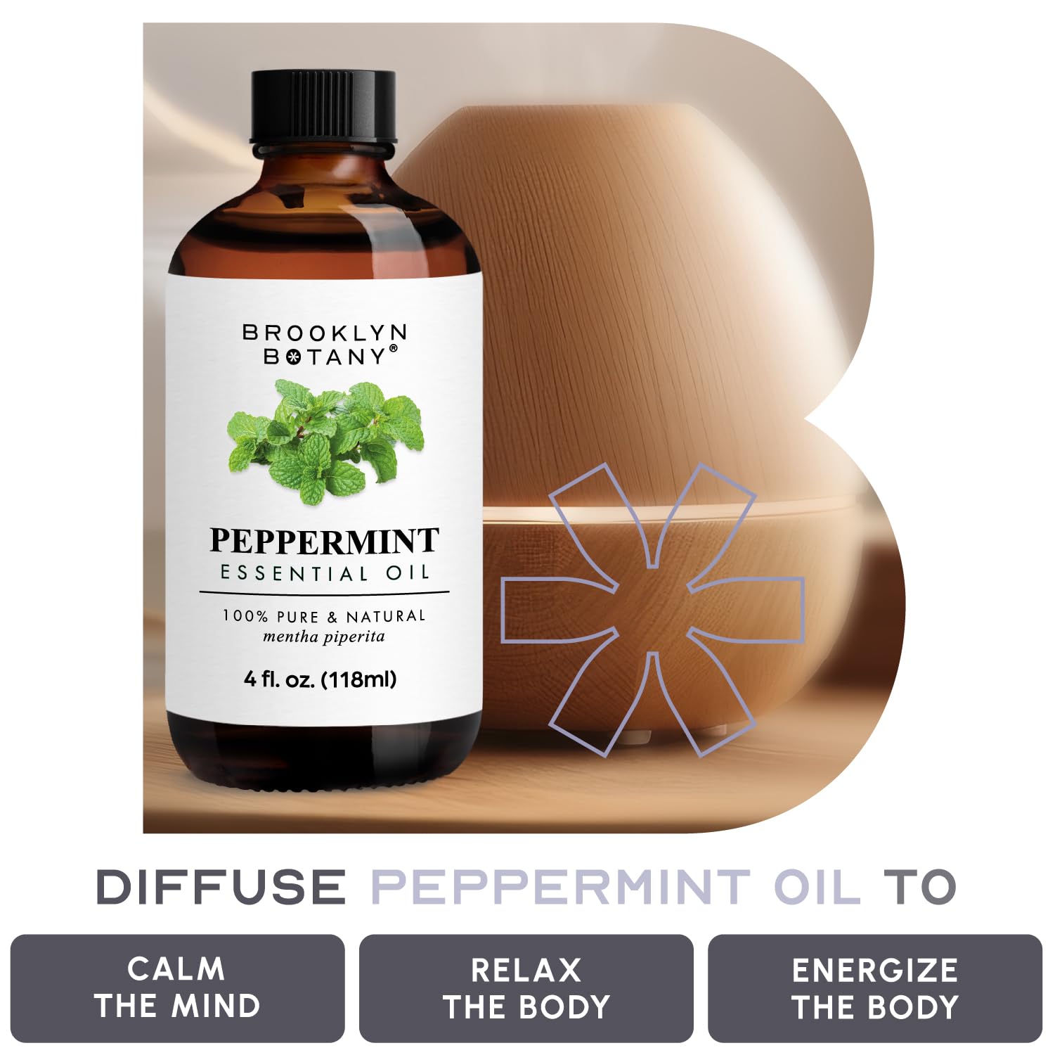 Brooklyn Botany Peppermint Essential Oil - Huge 4 Fl Oz - 100% Pure and Natural - Premium Grade Brooklyn BotanyBuy Supplements Australia