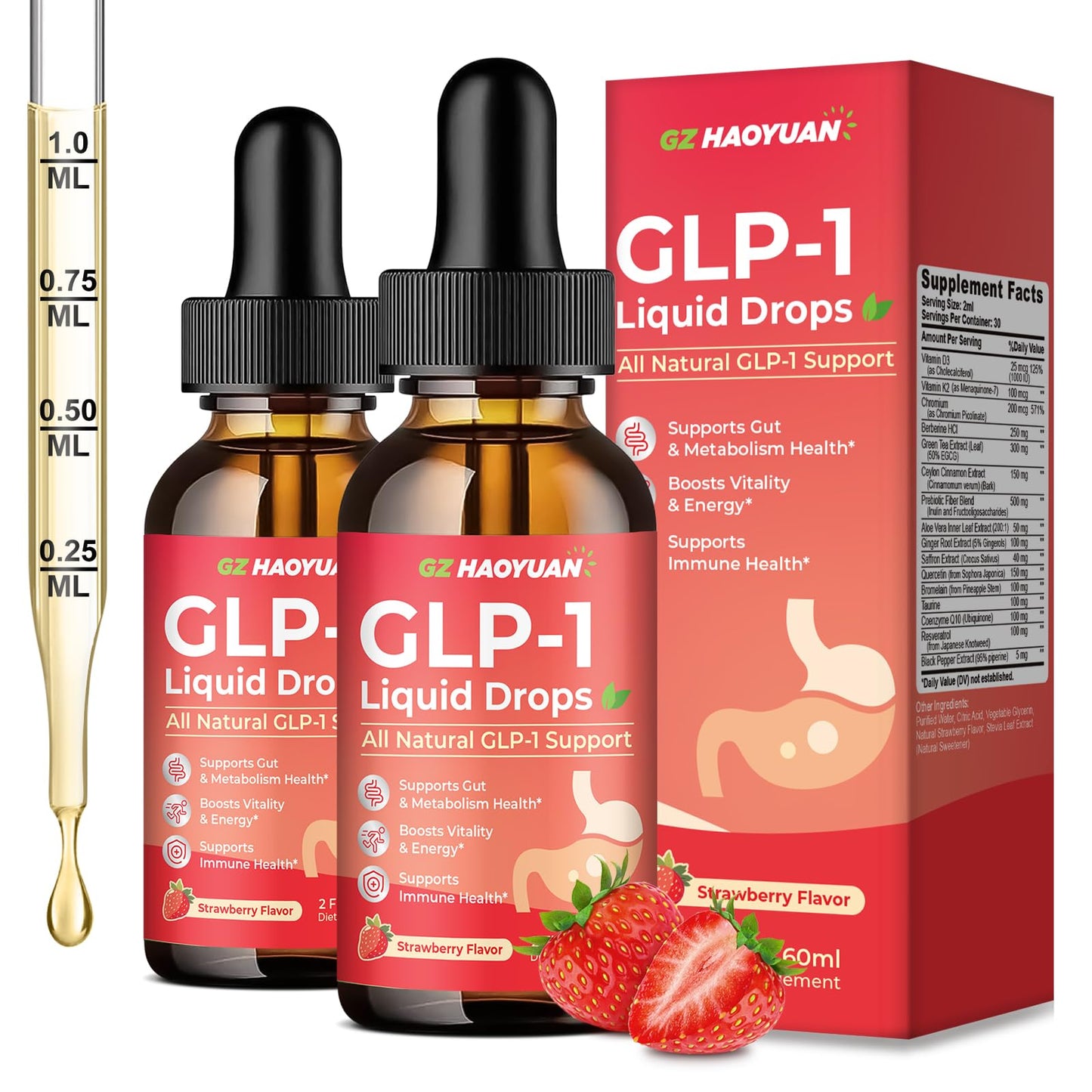 2 Pack GLP-1 Supplement, 16-in-1 GLP-1 Liquid Drops with Berberine, Ceylon Cinnamon, Green Tea, Chromium & Resveratrol, Naturally GLP 1 Support for Metabolism, Gut Digestion, Stawberry Flavor, 4 Fl Oz GZ HAOYUANBuy Supplements Australia