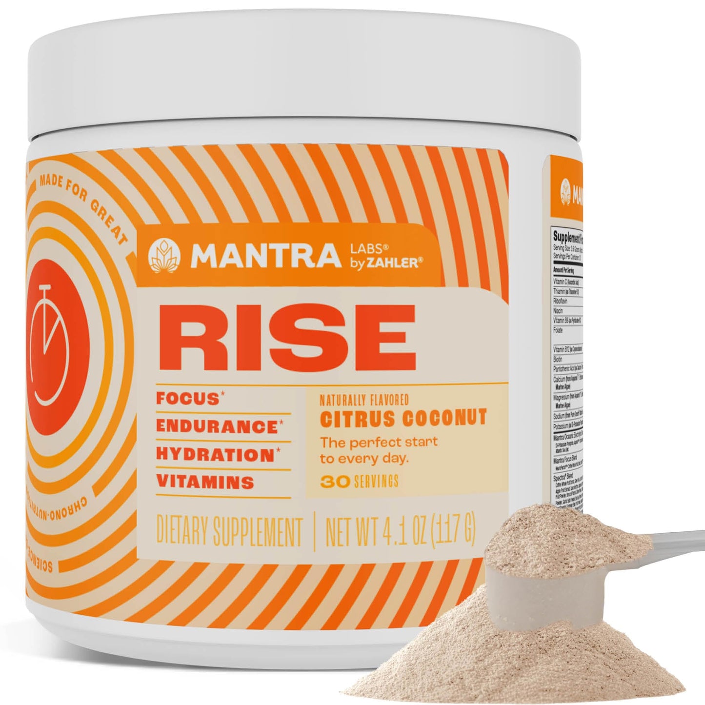 Zahler Mantra Rise, The Energy and Focus Supplement, Citrus Coconut Flavored, 30 Servings. ZahlerBuy Supplements Australia