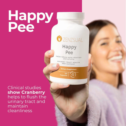 ZENZSUAL Happy Pee, 120 Capsules – Urinary Tract Support & Bladder Health Supplement with Cranberry, D-Mannose, Vitamin C and Oregano for Women and Men – Healthy Flow, Comfort & Fluid Balance ZENZSUALBuy Supplements Australia