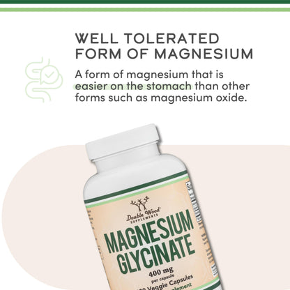 Magnesium Glycinate 400mg | 180 Capsules | Sleep, Muscle, & Heart Support | Vegan, Third Party Tested, Gluten Free