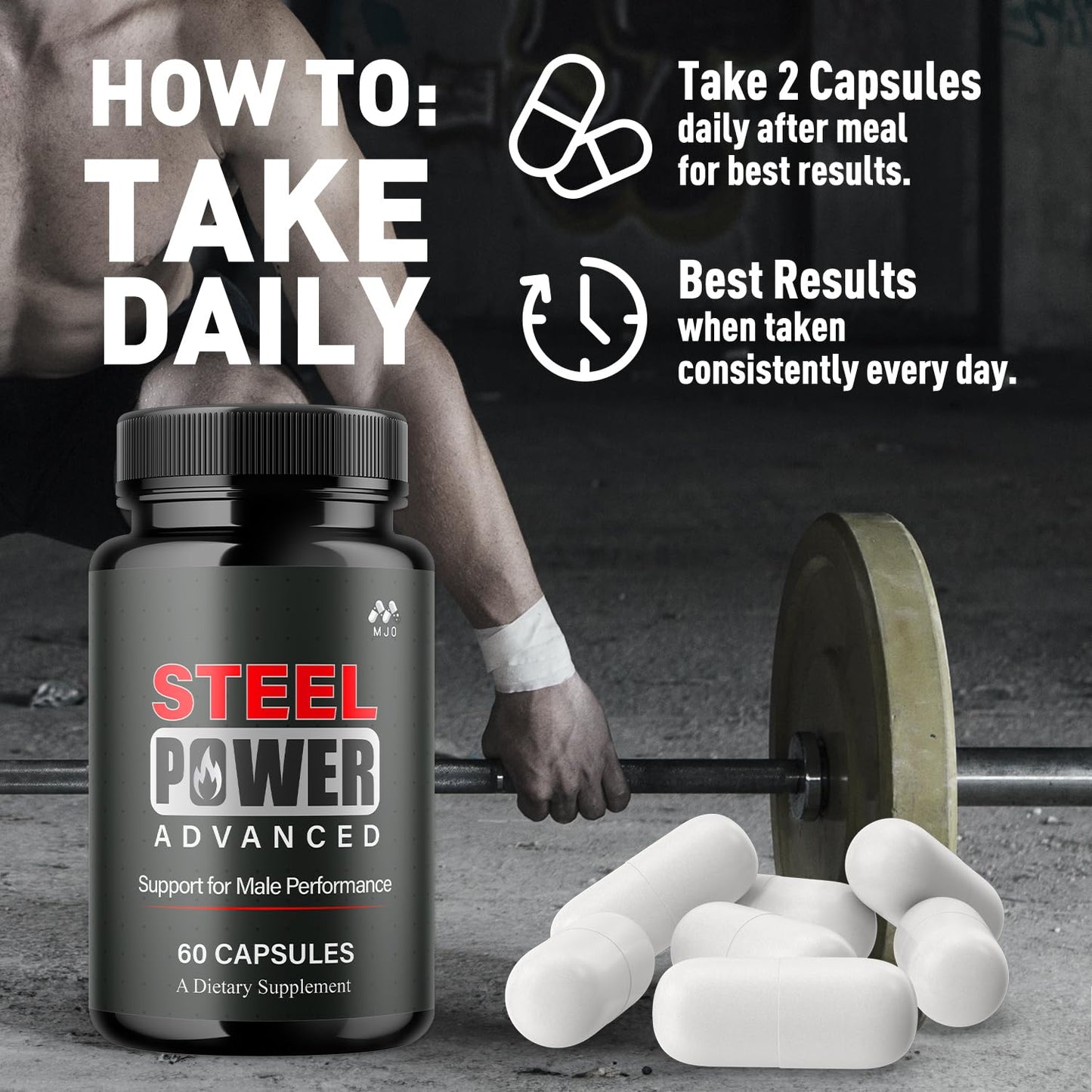 Steel Power Capsules, Official Steel Power for Men with All Natural Ingredients, Advanced SteelPower Men's Health and Wellness Vitamin Formula Pills with Maximum Strength Multivitamins (60 Capsules) MJOBuy Supplements Australia