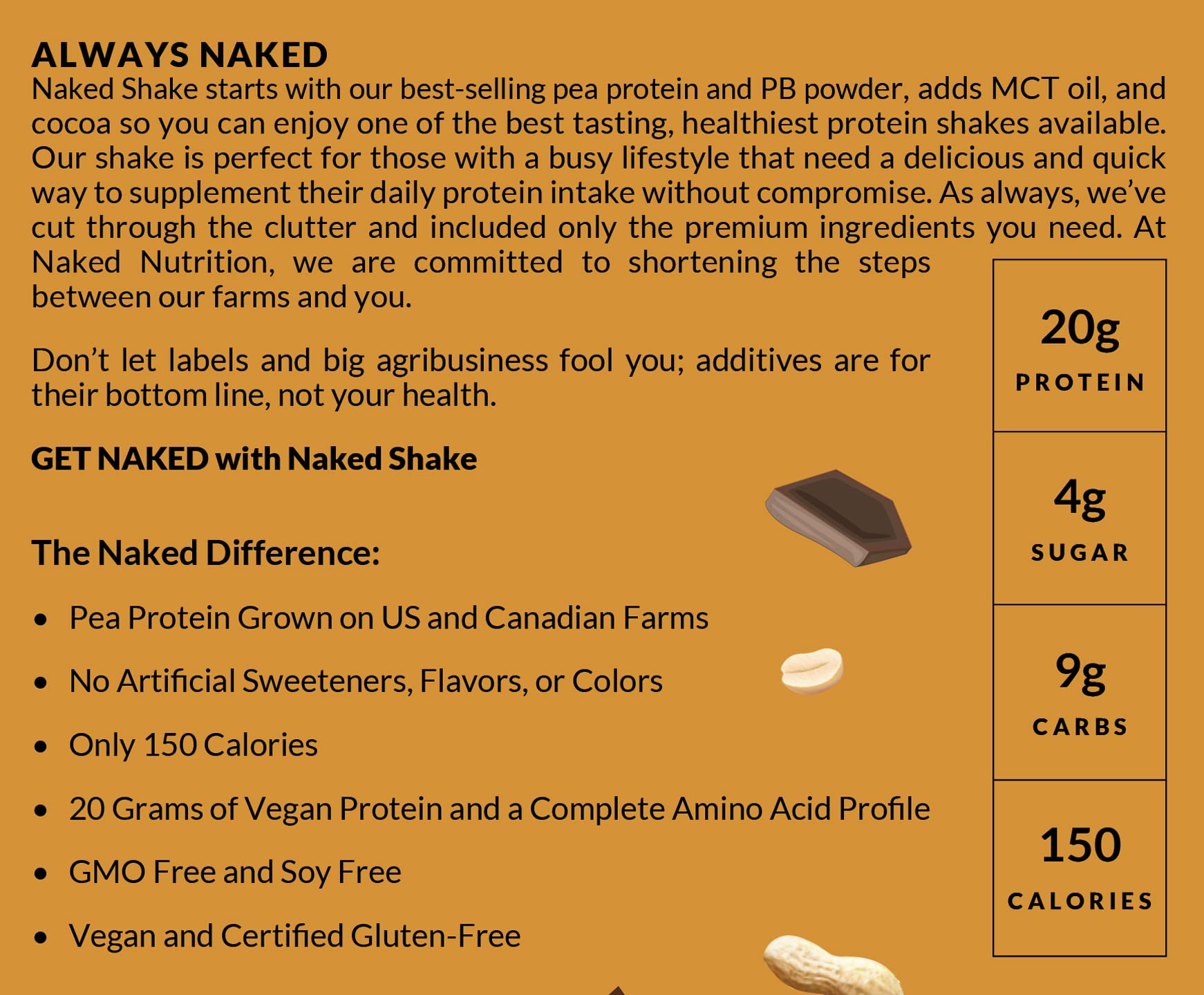 Naked Shake - Chocolate Peanut Butter Protein Powder - Vegan Protein Powder from US NAKEDBuy Supplements Australia