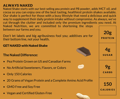 Naked Shake - Chocolate Peanut Butter Protein Powder - Vegan Protein Powder from US NAKEDBuy Supplements Australia