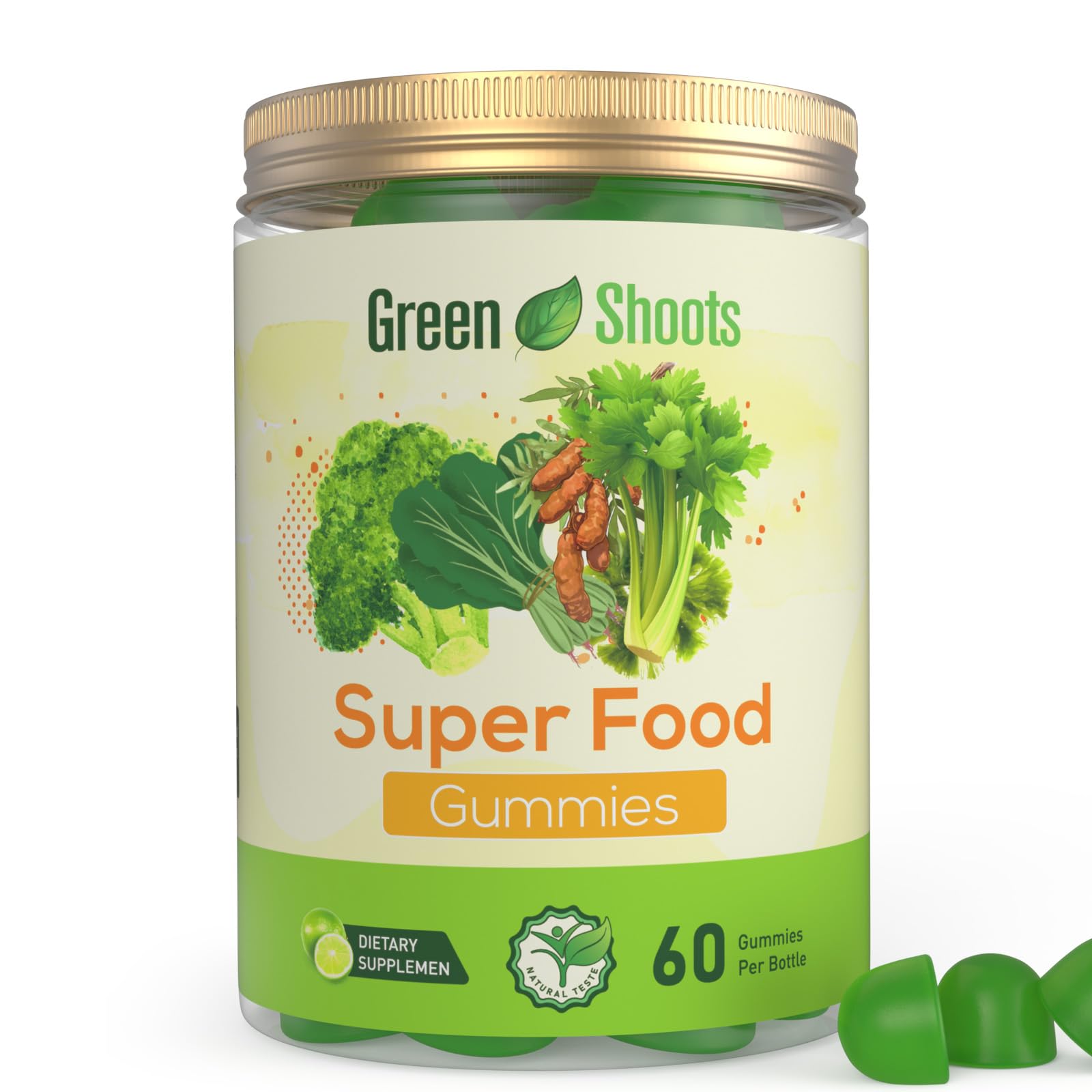Greenshoots Super Food Gummies with Super Greens Blend, Vitamin A & C – Broccoli, Spinach, Moringa & Chlorella – Vegan, Sugar Free, Daily Nutrition Support, 60 Gummies GreenshootsBuy Supplements Australia