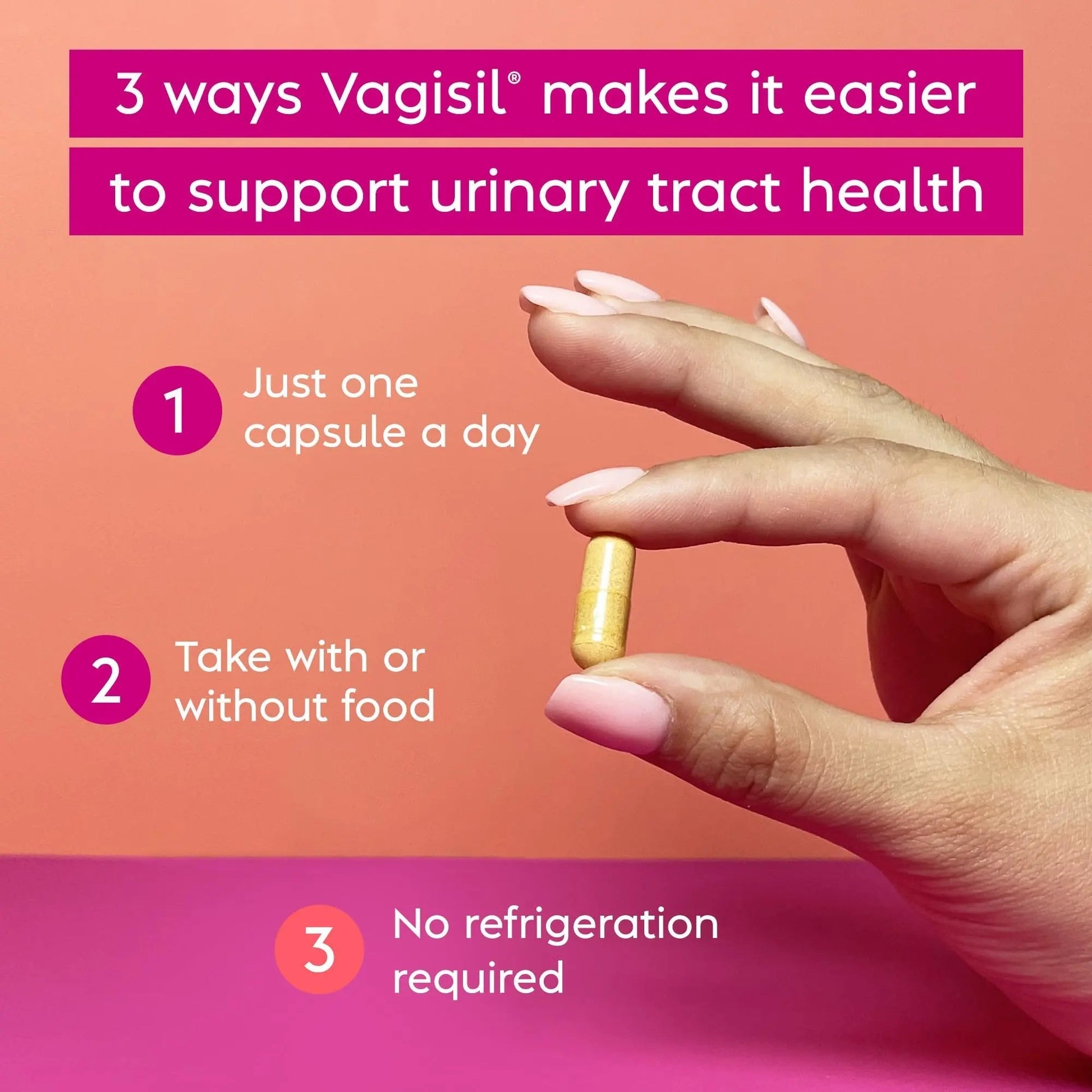 Vagisil Urinary Tract Health Supplements, Clinically-Proven Probiotics, Protects Urinary Tract Health, Clean Ingredients, Helps Cleanse and Flush UTI-Causing Bacteria, 1 Capsule Daily, 30 Capsules VagisilBuy Supplements Australia