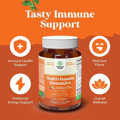 Bundle of Potent Daily Multivitamin Gummies - Wellness Blend of Vitamin D A C E B12 Zinc & Biotin for Energy & Immunity and Vitamin D3 Gummies Natures CraftBuy Supplements Australia