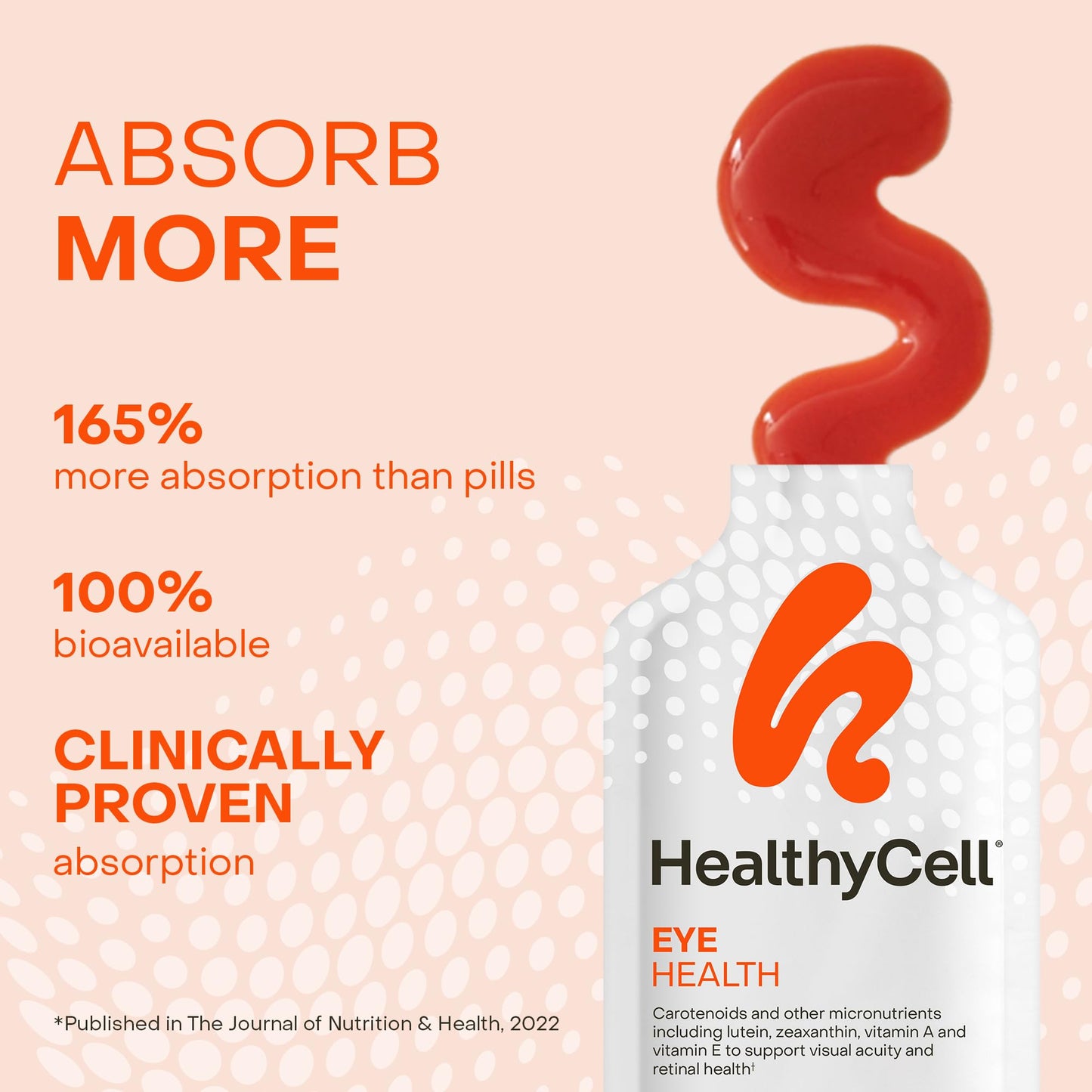 Healthycell Eye Health Daily Liquid Supplement - Eye Vitamins & Minerals with Lutein, Zeaxanthin, Astaxanthin & Beta Carotene for Sight Care & Macular Support - 30 Gel Packs HealthycellBuy Supplements Australia