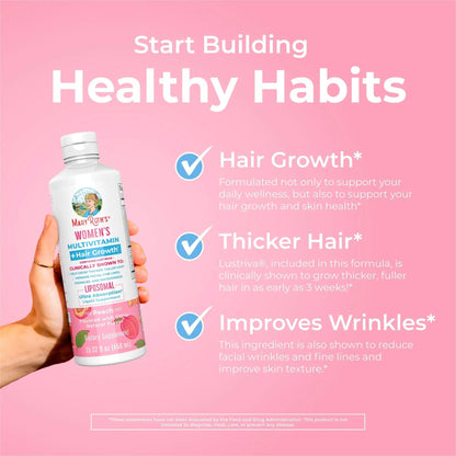 MaryRuth's Women's Multivitamin + Hair Growth Liposomal (Peach) & Iron Liquid (Berry) | Clean Label Project Verified® | MARYRUTH'SBuy Supplements Australia
