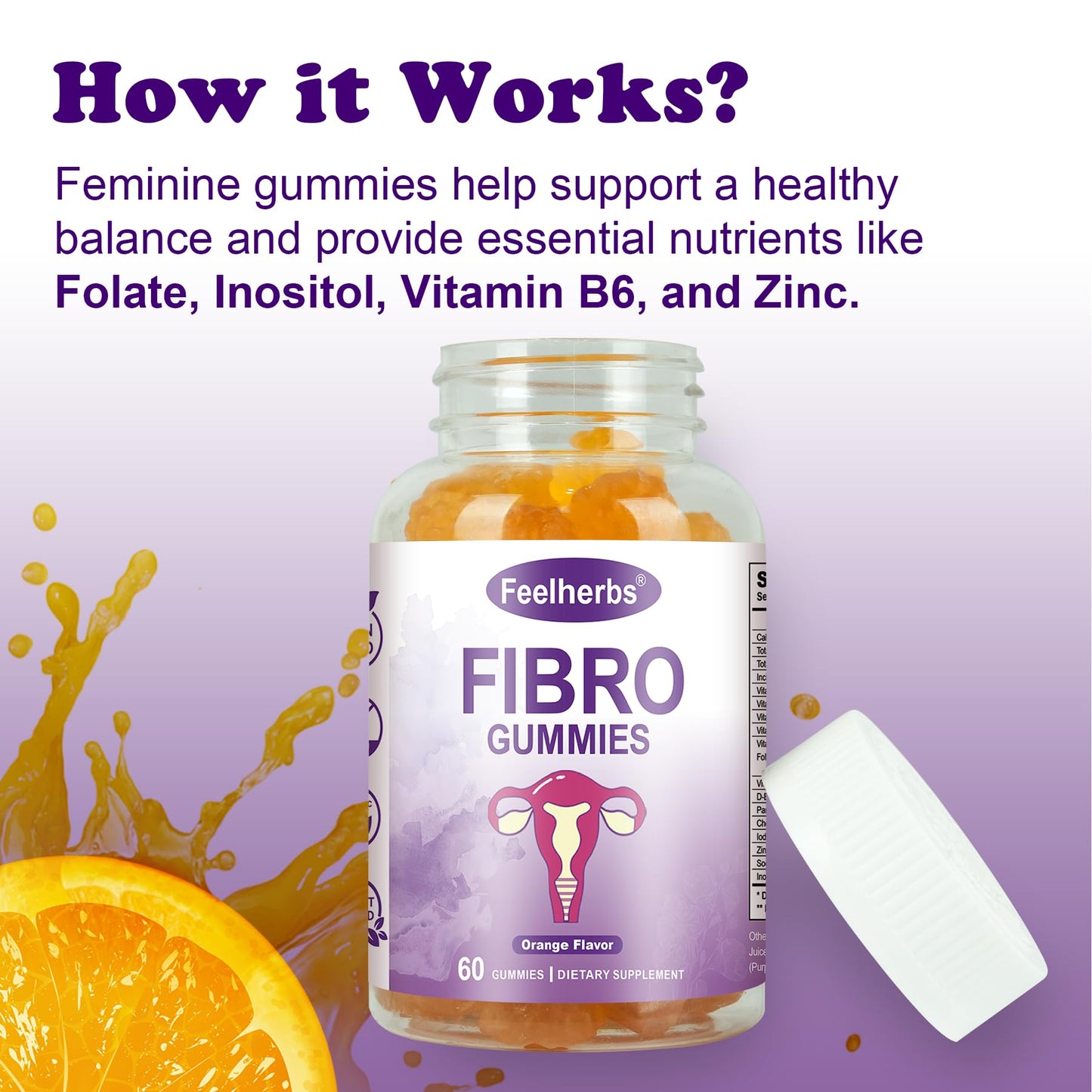 Feelherbs Fibro Gummies for Women, Pack of 2, Multivitamin Inositol Gummies with Inositol, Biotin, Vitamins A, C, D3, E, B6, B12, 60 Gummies Per Bottle FeelherbsBuy Supplements Australia