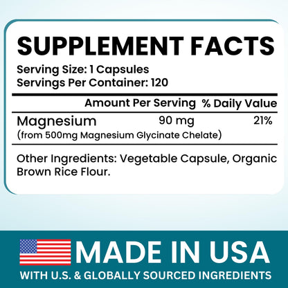 VITBOOST Magnesium Glycinate 500mg - High Absorption Chelated Supplement - Supports Sleep, Muscle Recovery & Heart Health - Non-GMO