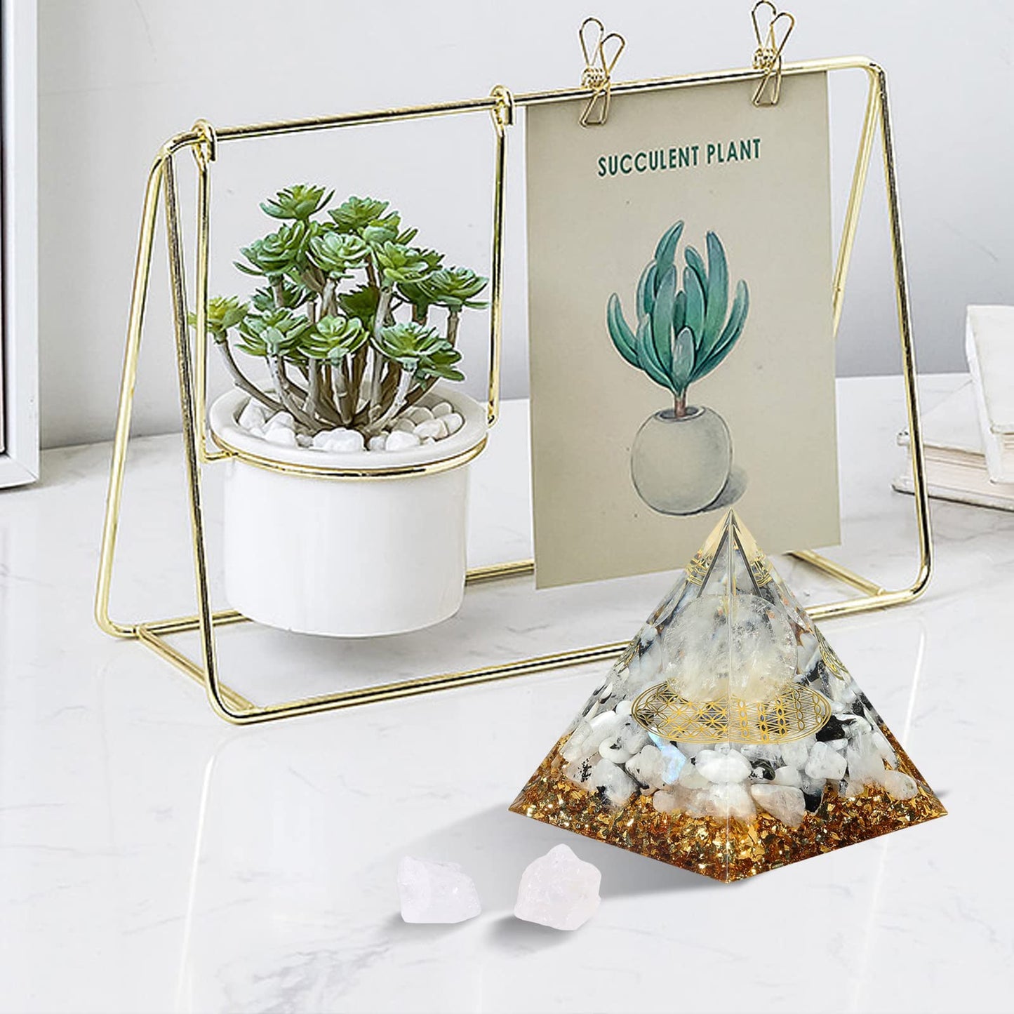 Hopeseed Orgone Pyramid for Positive Energy, Orgonite Rainbow Moonstone&White Crystal HopeseedBuy Supplements Australia