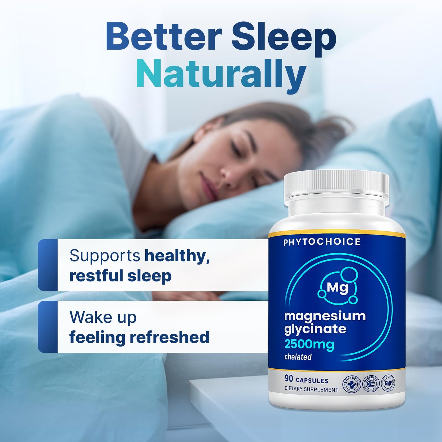 Magnesium for Sleep & Recovery – High Potency 2500mg Magnesium Glycinate for Men & Women, Chelated for High Absorption, Supports Deep Rest, Nerve & Muscle Recovery, Made in USA, 1 Month Supply PHYTOCHOICEBuy Supplements Australia