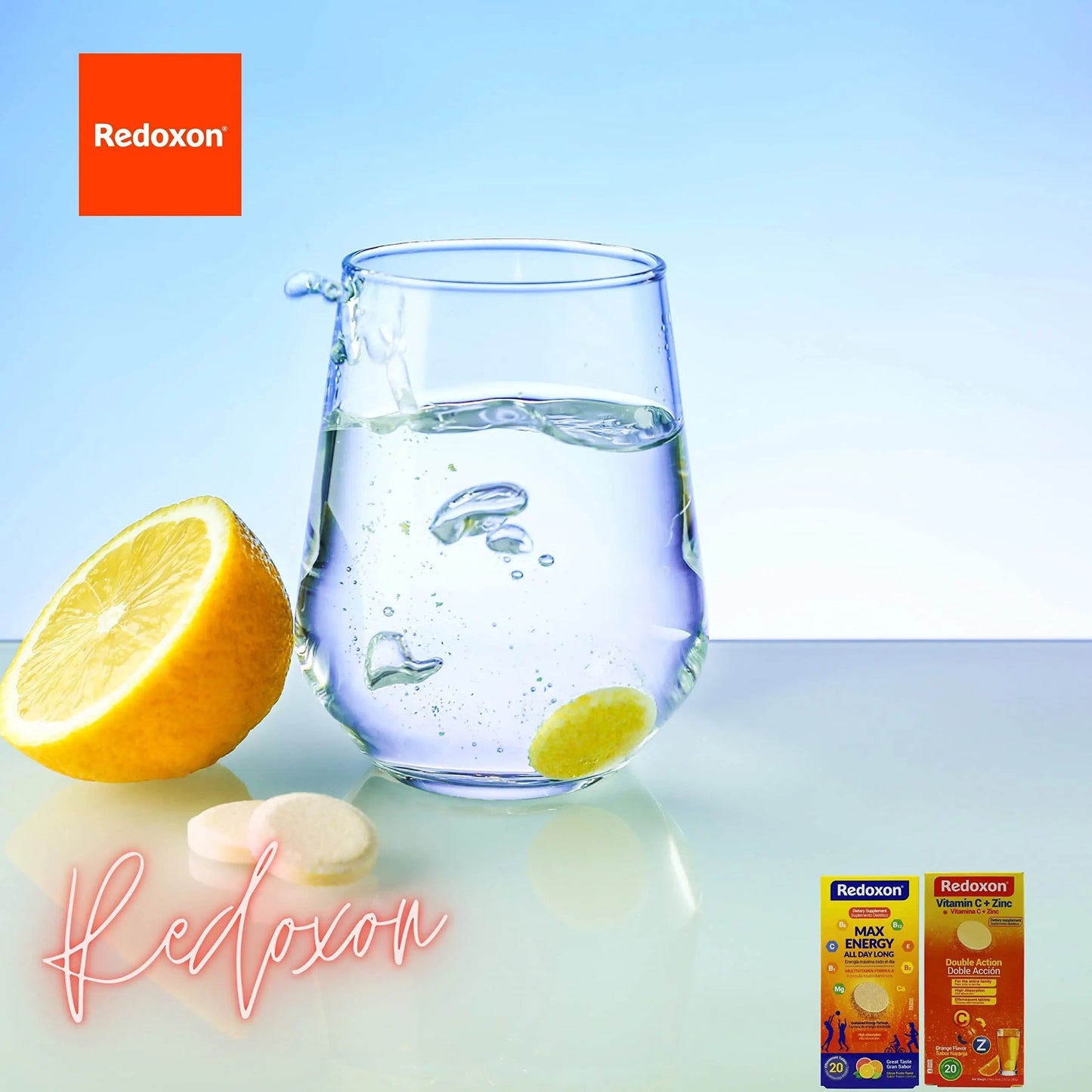Redoxon Max Energy, Helps Support Inmune System, Citrus Flavor, 20 Effervescent Tablets, 2.82 Oz, Box Redoxon