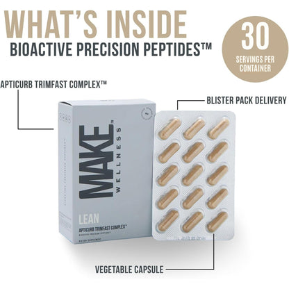 Make Wellness Lean Peptide Supplement | Supports Overall Wellness, Normal Muscle Health & Active Lifestyles | Bioactive Peptide Blend | Clean, Non-GMO Formula | 30 Servings for Daily Nutrition Make WellnessBuy Supplements Australia