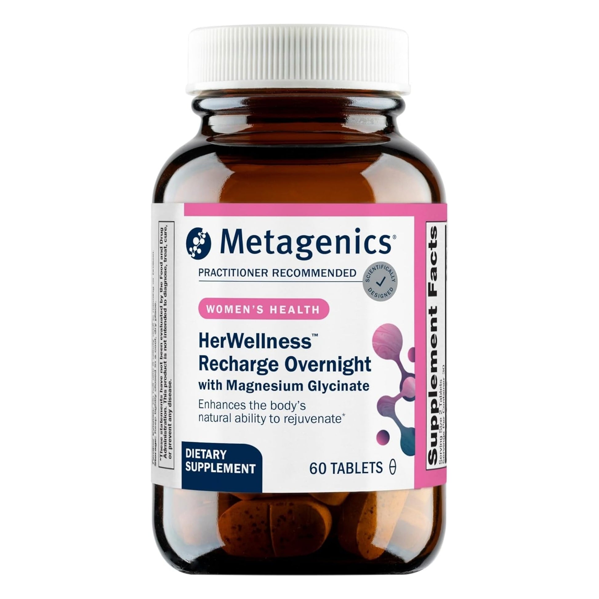 Metagenics HerWellness Recharge Overnight - Women's Sleep Support with Chelated Magnesium, Holy Basil, Zinc & Vitamin C - Supports Relaxation, Stress & Sleep - Non-GMO & Gluten-Free - 60 Tablets MetagenicsBuy Supplements Australia