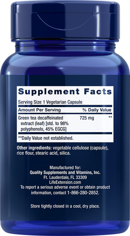 Life Extension Decaffeinated Mega Green Tea Extract – Polyphenol-Rich, Cell Health Life ExtensionBuy Supplements Australia