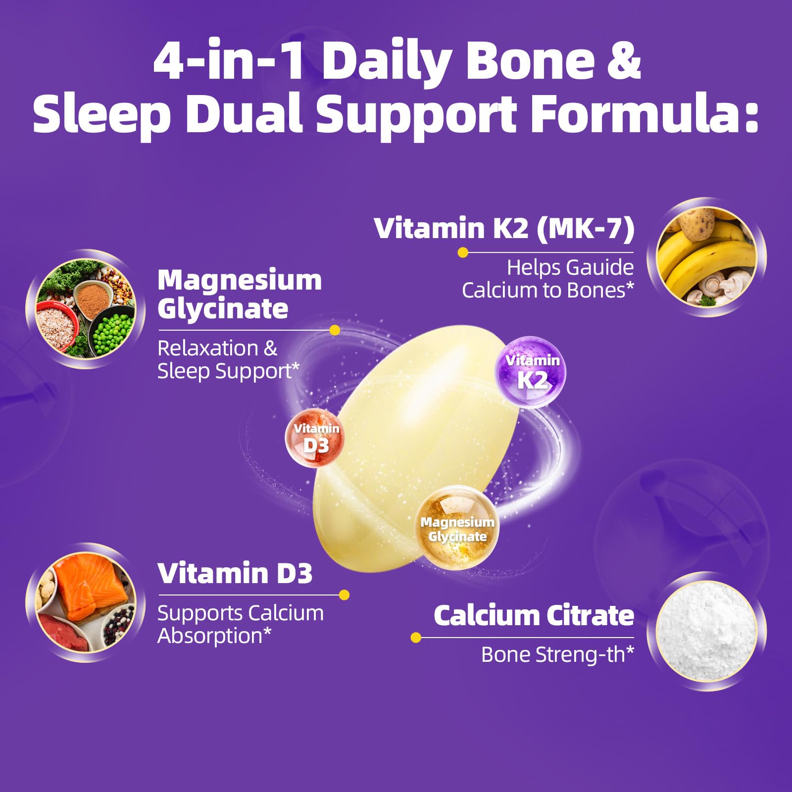 Magnesium Glycinate 400mg Softgels, Small Easy to Swallow High Absorption Magnesium Supplement, with Vitamin D3 & K2 for Sleep Relax Calm Muscle Bone* Health, 120 Gelcaps AlliwiseBuy Supplements Australia