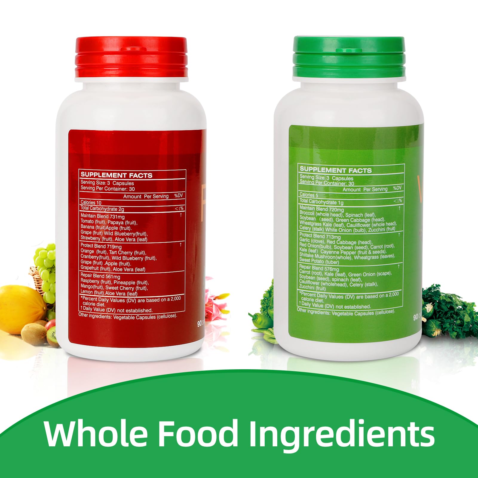 Fruit and Veggies Supplement Ingredients Natural – 2 Bottles 180 Total Vegetarian Capsules | Balance of Natural 16+18 Whole Fruits & Veggies Blend | Fresh Superfood Formula with Vitamins and Minerals JulyDeerBuy Supplements Australia