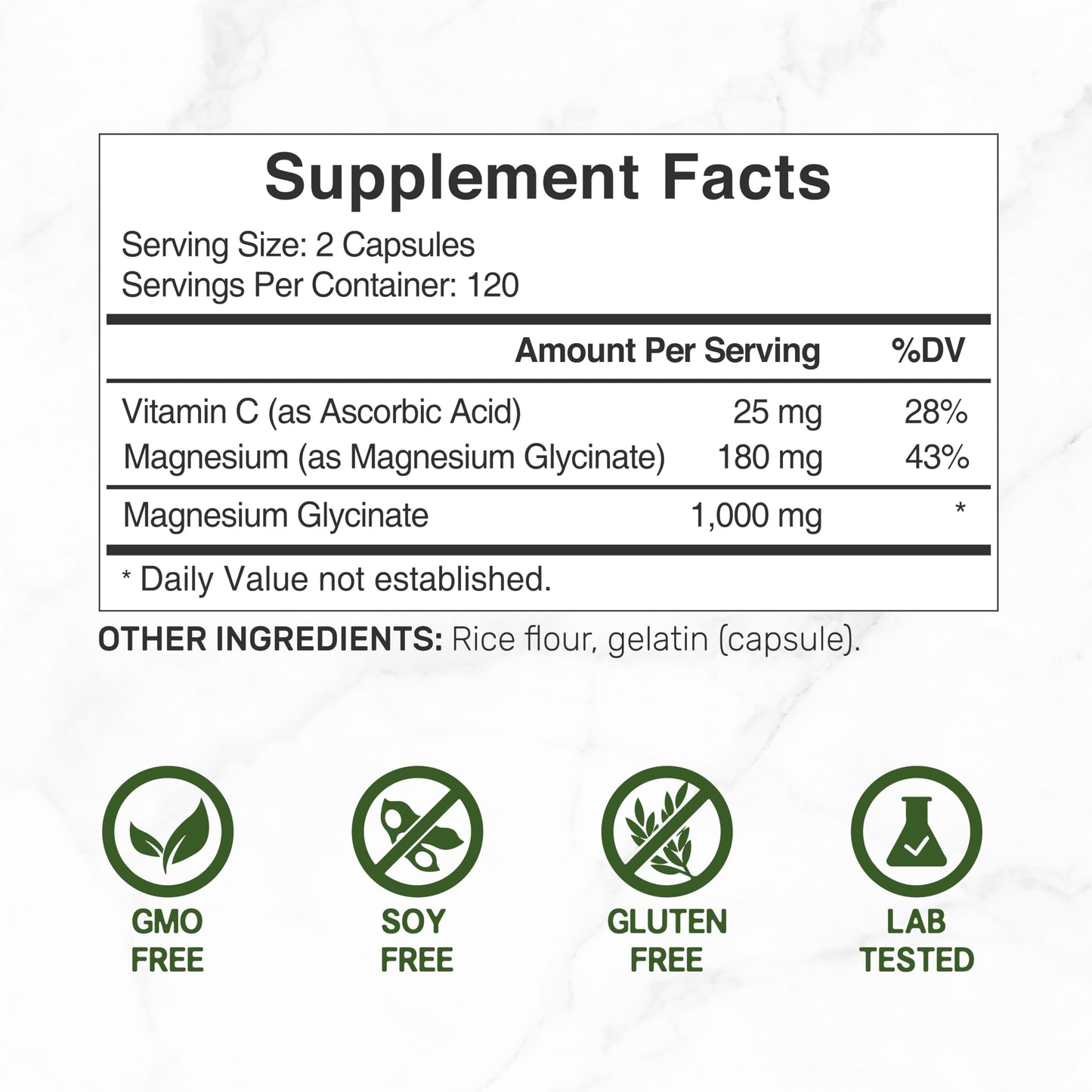 Magnesium Glycinate 500mg Per Capsule (1000mg Per Serving) Plus Vitamin C, 240 Capsules – 100% Chelated for Easy Absorption