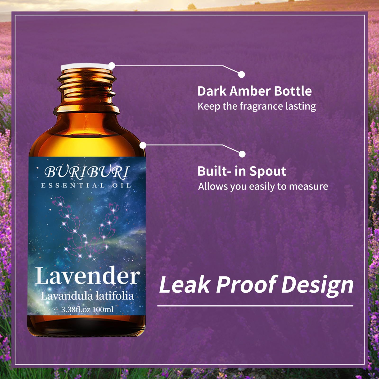BURIBURI Lavender Essential Oil 100ML, 100% Pure Undiluted, Natural, Organic Aromatherapy Oil Lavender Oils BURIBURIBuy Supplements Australia