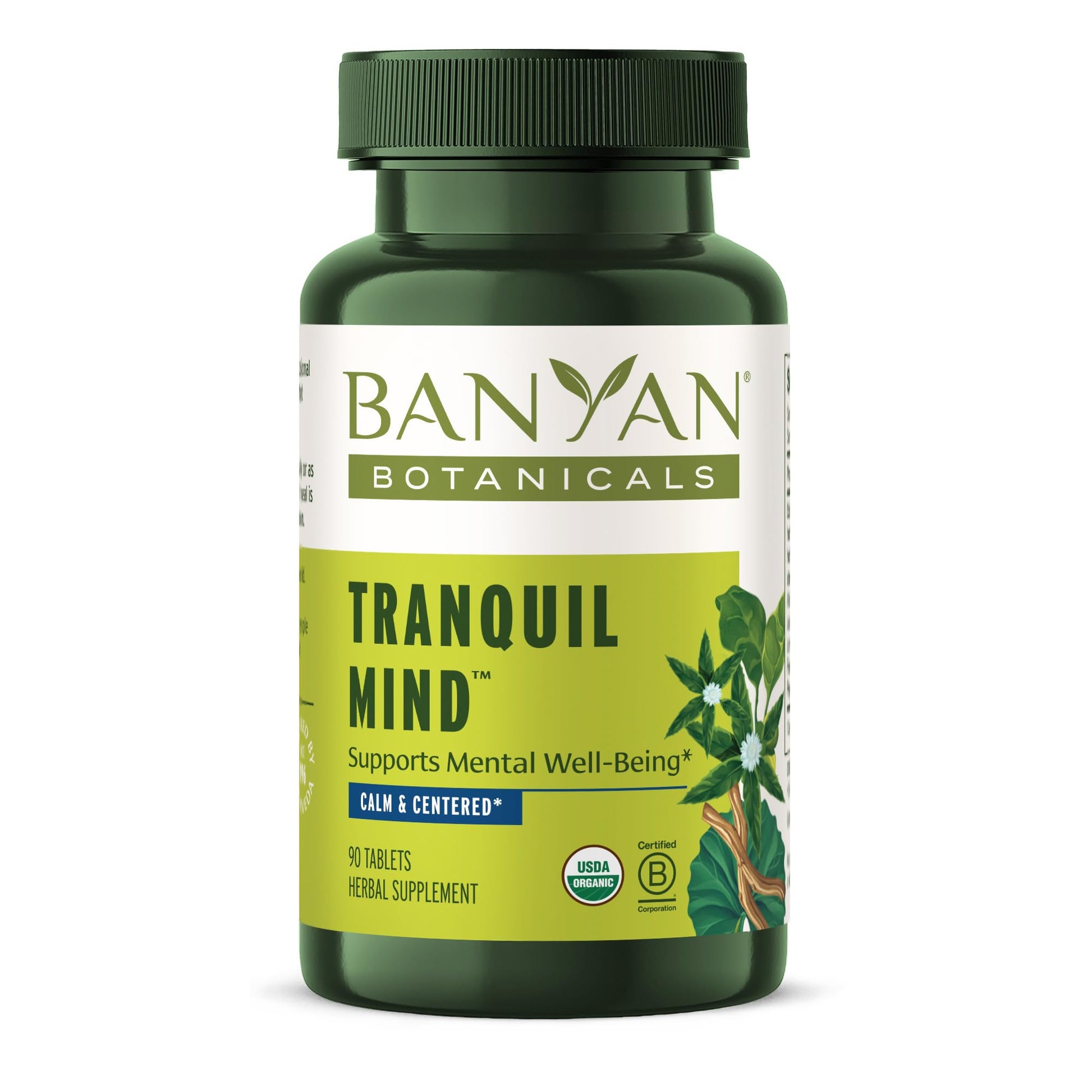 Banyan Botanicals Organic Tranquil Mind – Nervous System Support & Physical Relaxation Supplement – with Skullcap, Passionflower & Gotu Kola – Non-Drowsy Systemic Grounding – 90 Tablets – USDA Organic Banyan BotanicalsBuy Supplements Australia