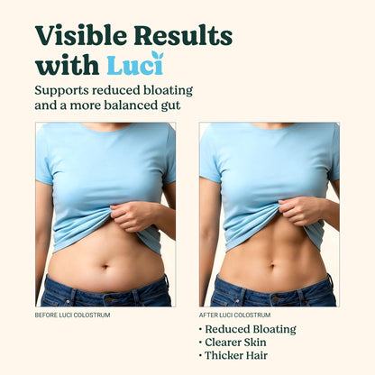 Luci Colostrum Powder 60 Servings, 3 in 1 with Collagen Peptides and Acai, Bovine Colostrum for Gut Health, Bloating, Collagen Protein for Muscle, Skin, Hair, Nails and Immunity, Gluten & Fat Free Luci NutritionBuy Supplements Australia