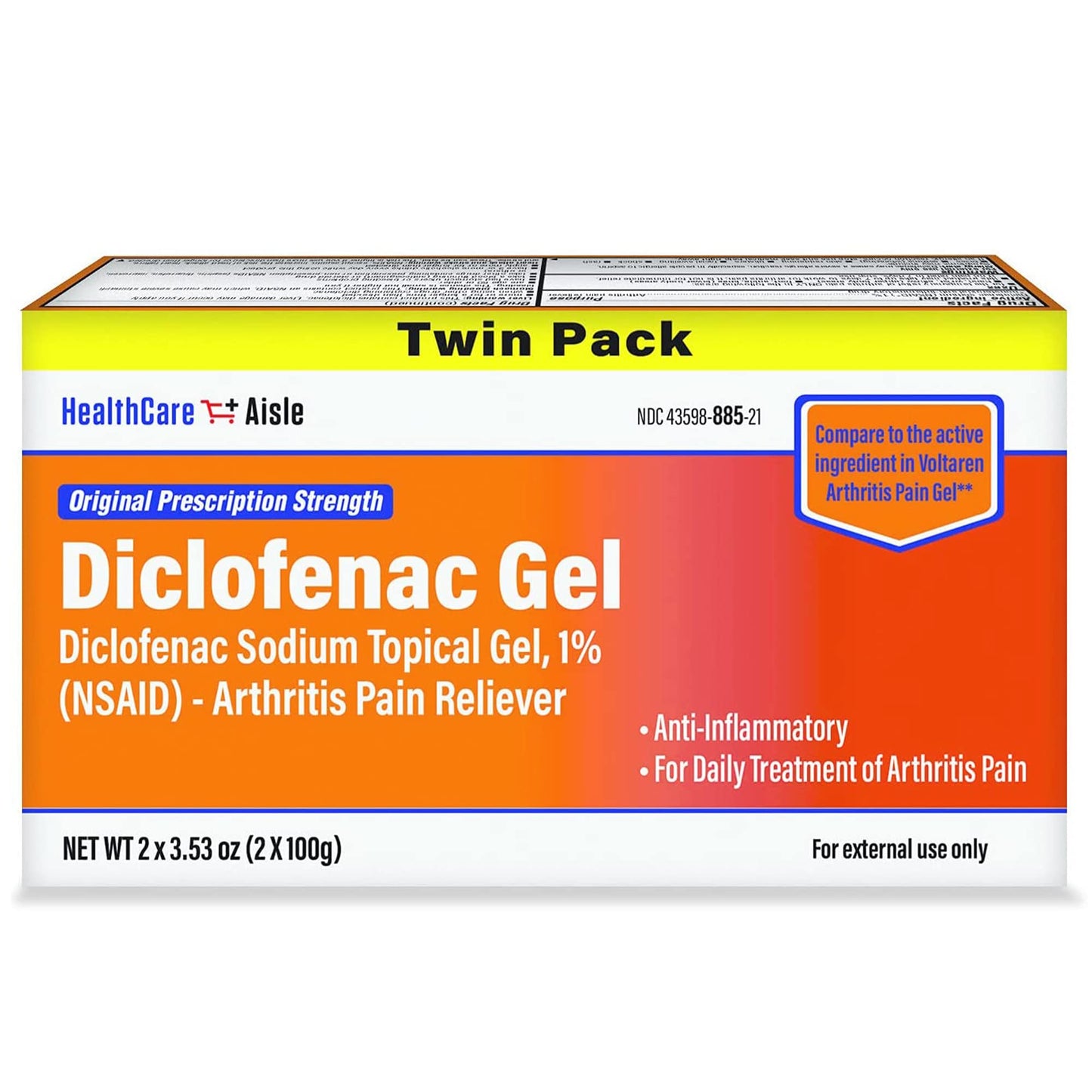 HealthCareAisle Diclofenac Gel Twin Pack Diclofenac Sodium Topical Gel (NSAID) Arthritis Pain Reliever 1% 200 grams (2 x 100g) HealthCareAisleBuy Supplements Australia