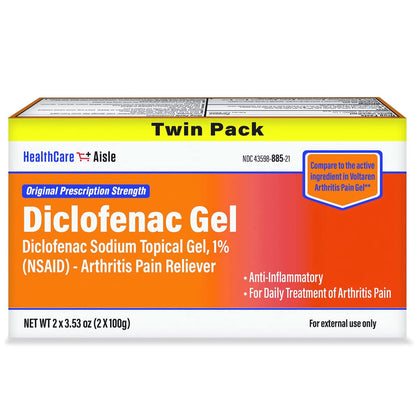 HealthCareAisle Diclofenac Gel Twin Pack Diclofenac Sodium Topical Gel (NSAID) Arthritis Pain Reliever 1% 200 grams (2 x 100g) HealthCareAisleBuy Supplements Australia