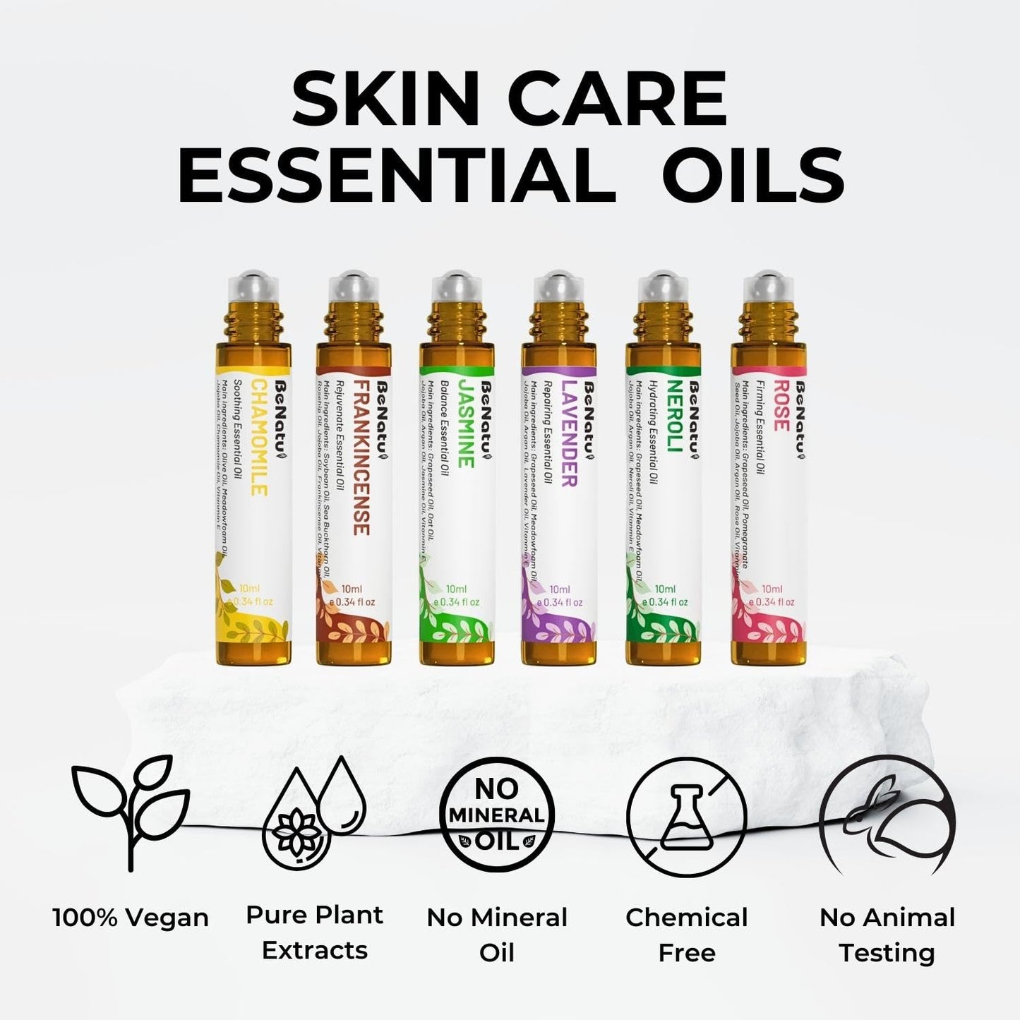 benatu 6-Pack Facial Essential Oils - Skin Care Set, 100% Pure Plant Extraction, Safe for Sensitive Skin benatuBuy Supplements Australia