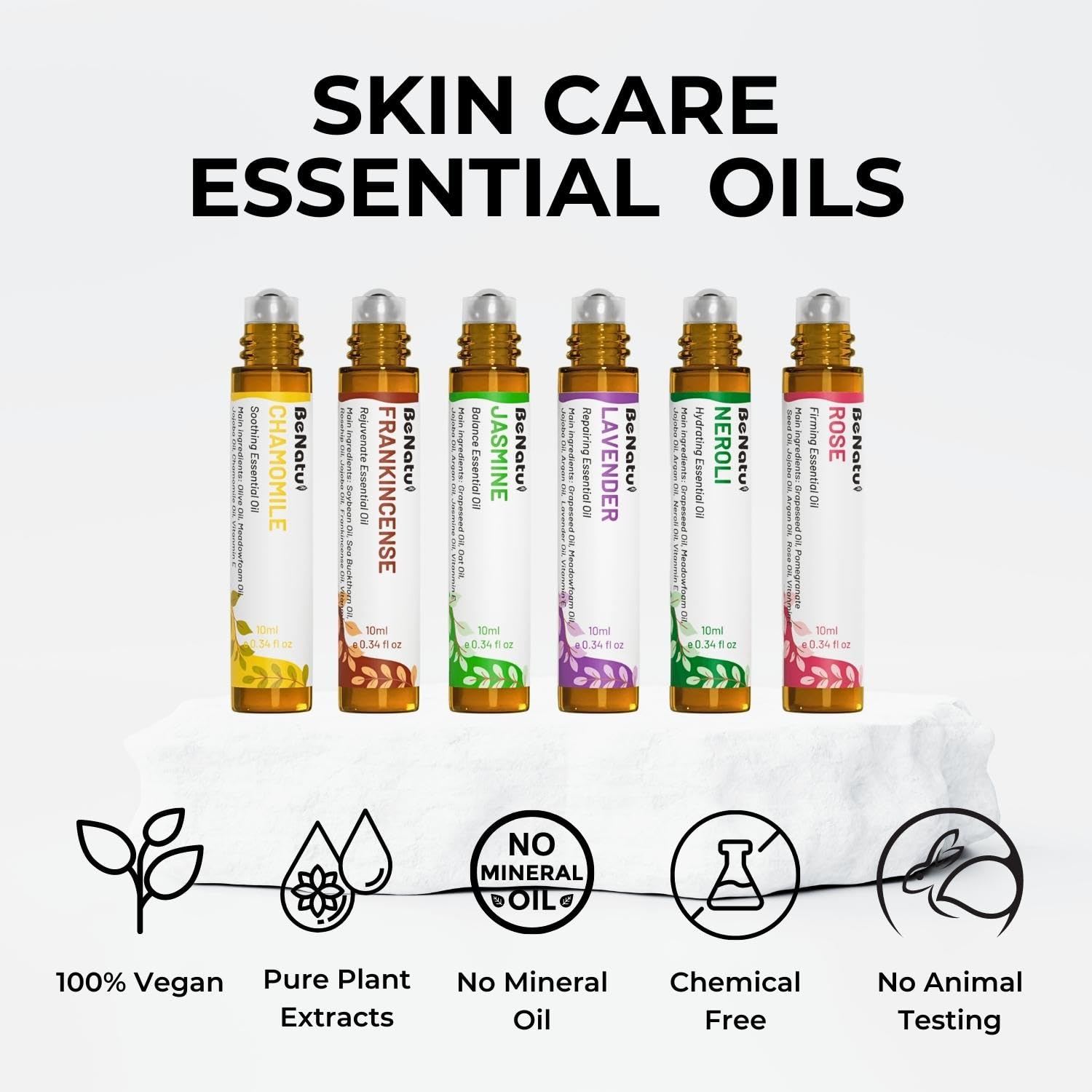 benatu 6-Pack Facial Essential Oils - Skin Care Set, 100% Pure Plant Extraction, Safe for Sensitive Skin benatuBuy Supplements Australia