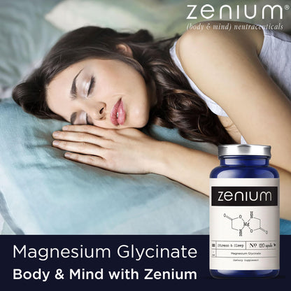 Zenium - Magnesium Glycinate for Sleep, Chelated, 600mg per Serving, 120 Capsules | High Absorption | Relieve Tension, Worry, Nervousness | Calm The Mind & Body | Ayurvedic | Natural Relief Supplement ZeniumBuy Supplements Australia