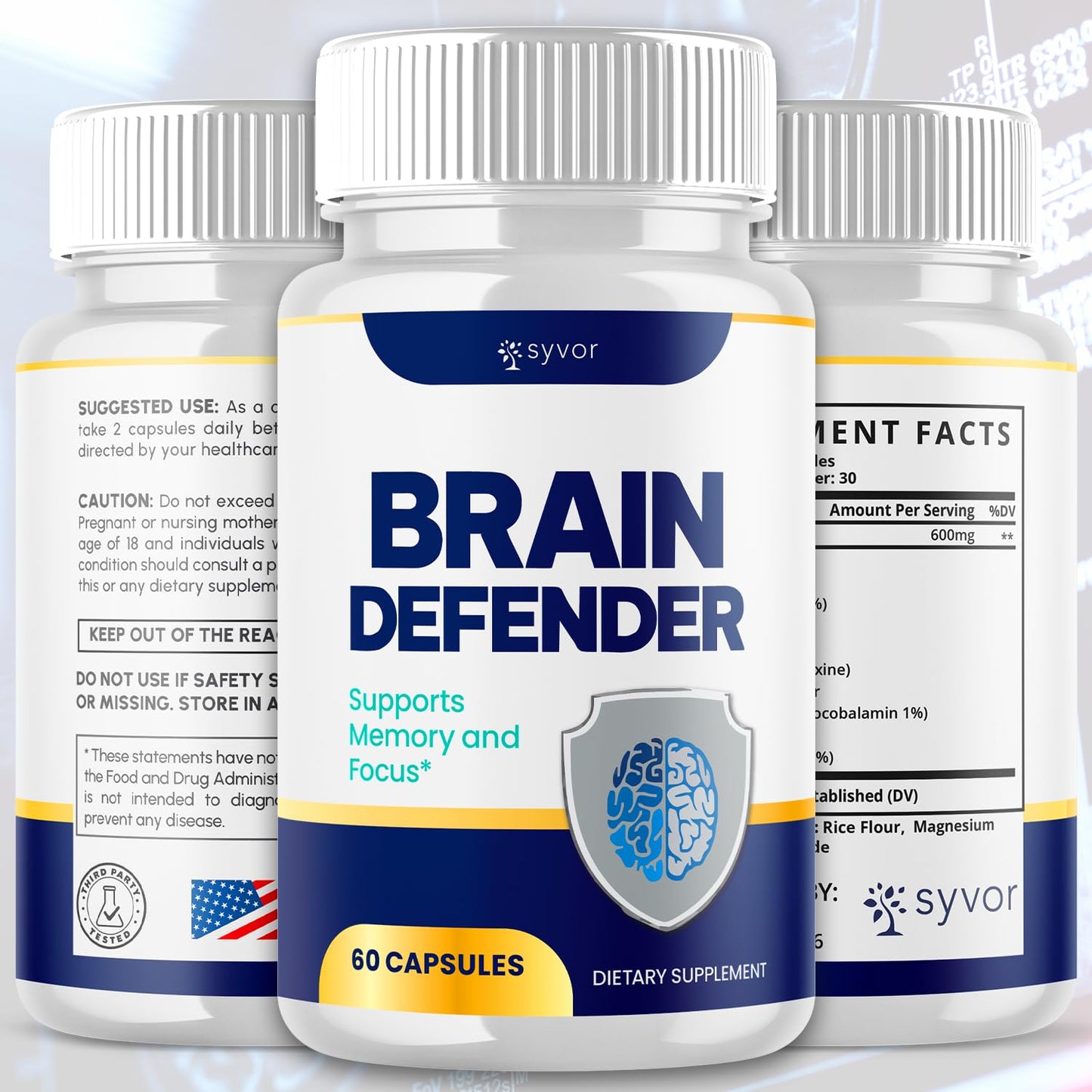 (2 Pack) Brain Defender Supplement Pills, Official Brain Defender Advanced Formula Nootropic Capsules, All Natural Health and Wellness Support Formula Maximum Strength Braindefender (120 Capsules) SyvorBuy Supplements Australia