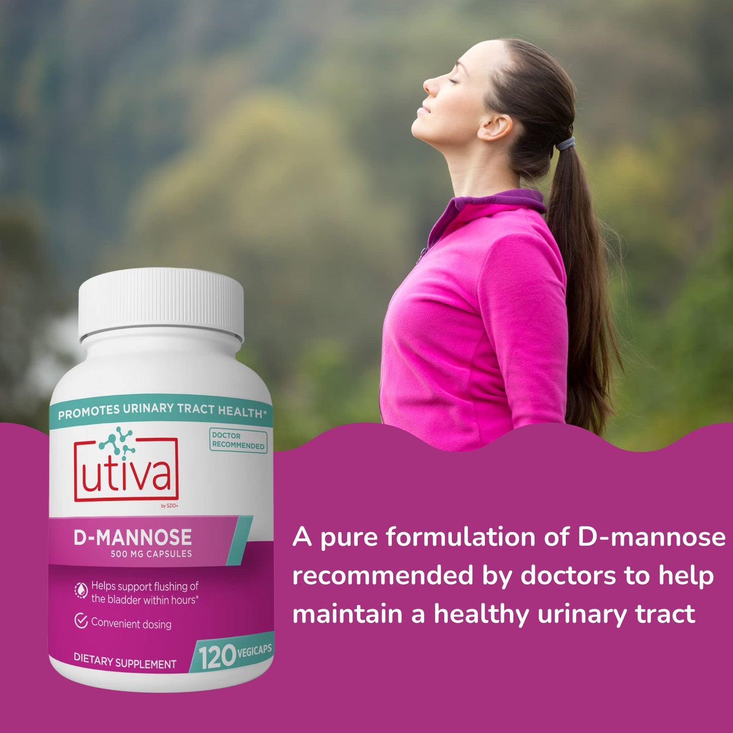 Szio+ Utiva D-Mannose 500mg Capsules – Naturally Flush The Bladder and Urinary Tract – UTI Avoidance – D Mannose Supplements for Women – Supports Urinary Tract Infection Treatments, 120 Capsules Szio+Buy Supplements Australia