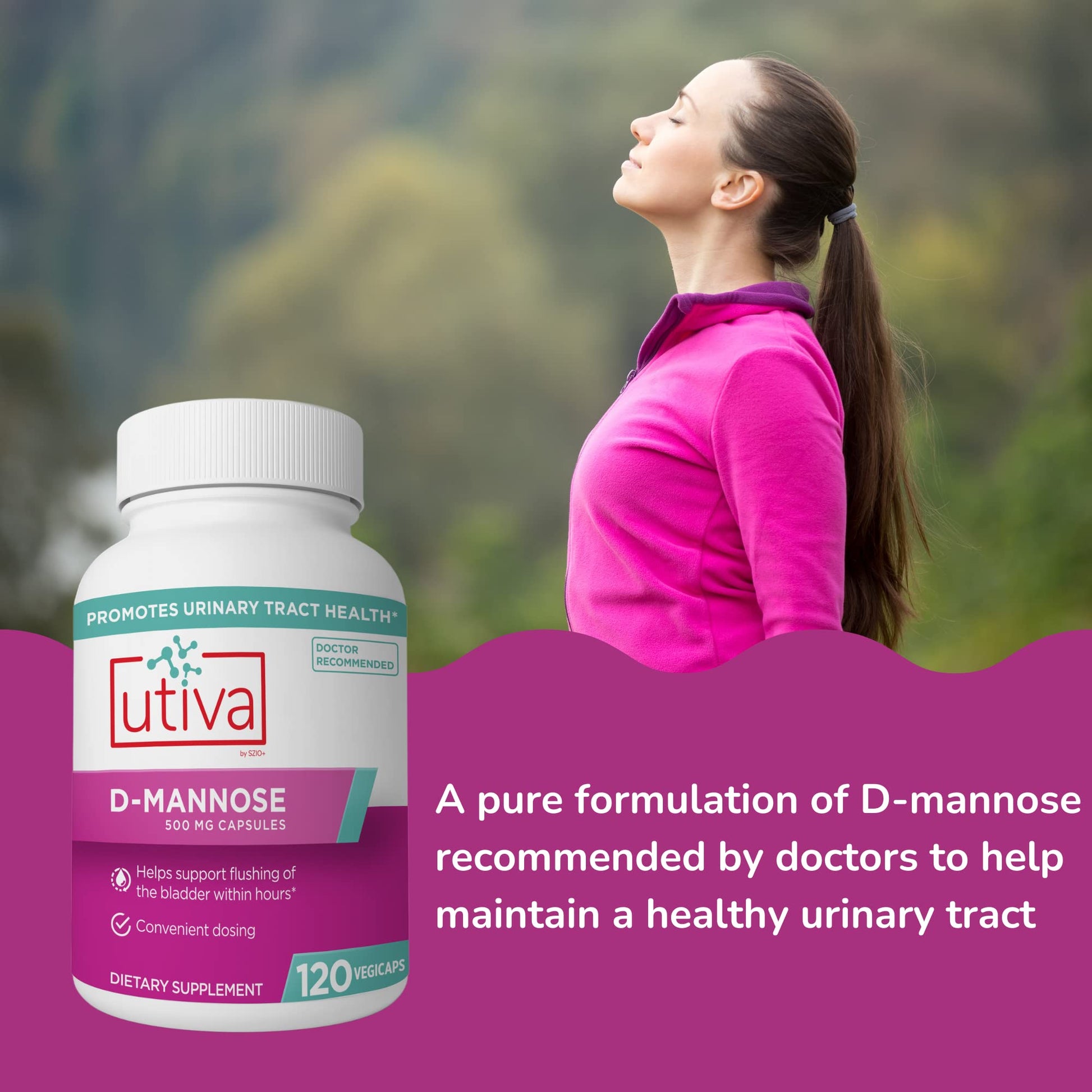 Szio+ Utiva D-Mannose 500mg Capsules – Naturally Flush The Bladder and Urinary Tract – UTI Avoidance – D Mannose Supplements for Women – Supports Urinary Tract Infection Treatments, 120 Capsules Szio+Buy Supplements Australia