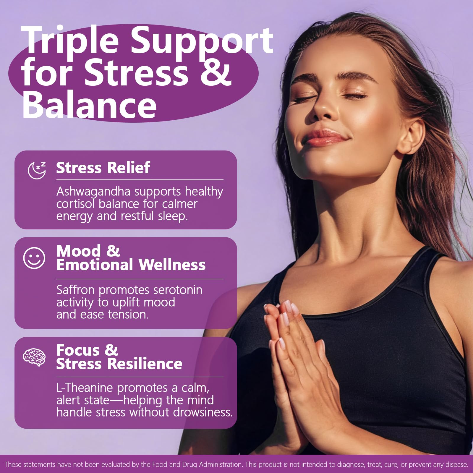 HyberVive Saffron Supplements with Ashwagandha & L-Theanine - 368.5MG - Mood Balance, Stress Relief & Mental Clarity – Cortisol Support for Women & Men, Made in USA, 90 Vegan Capsules HyberViveBuy Supplements Australia